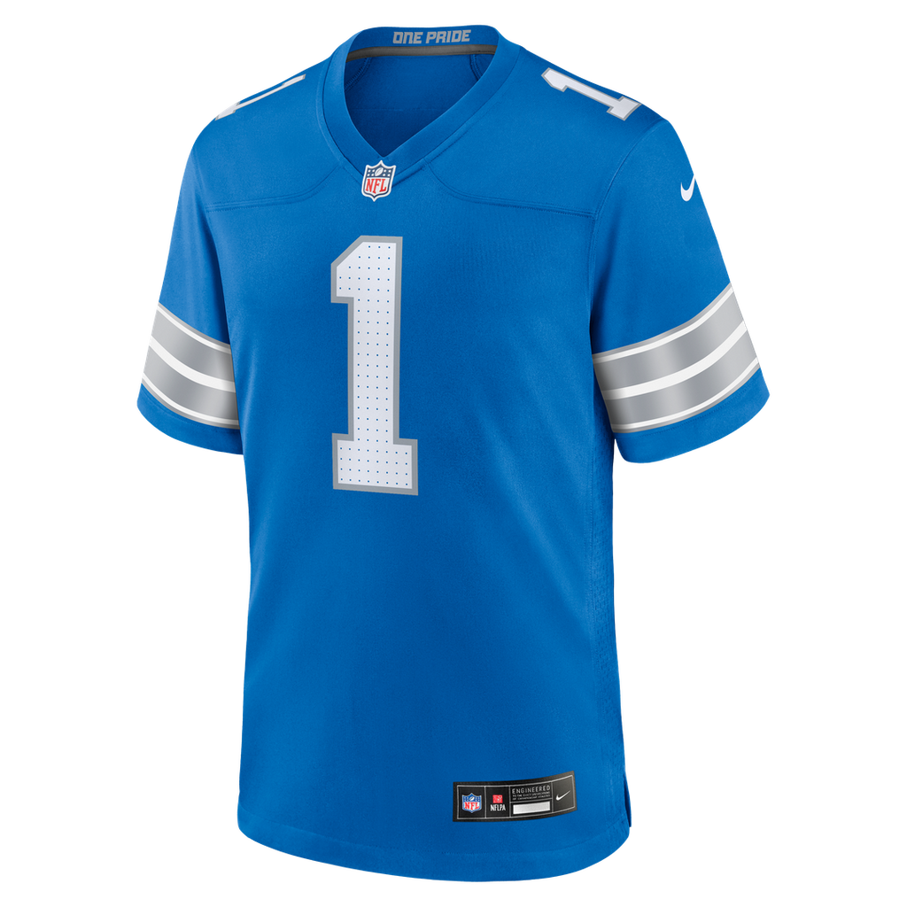 Detroit Lions Number 1 Dad Nike Game Jersey - Blue