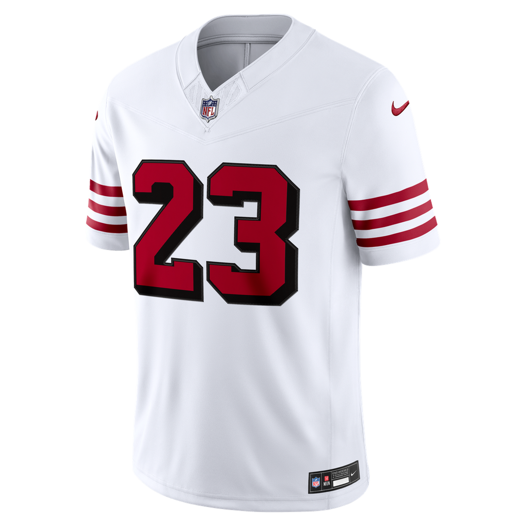 San Francisco 49ers Christian McCaffrey Nike Alternate Vapor F.U.S.E. Stitched Limited Jersey - White