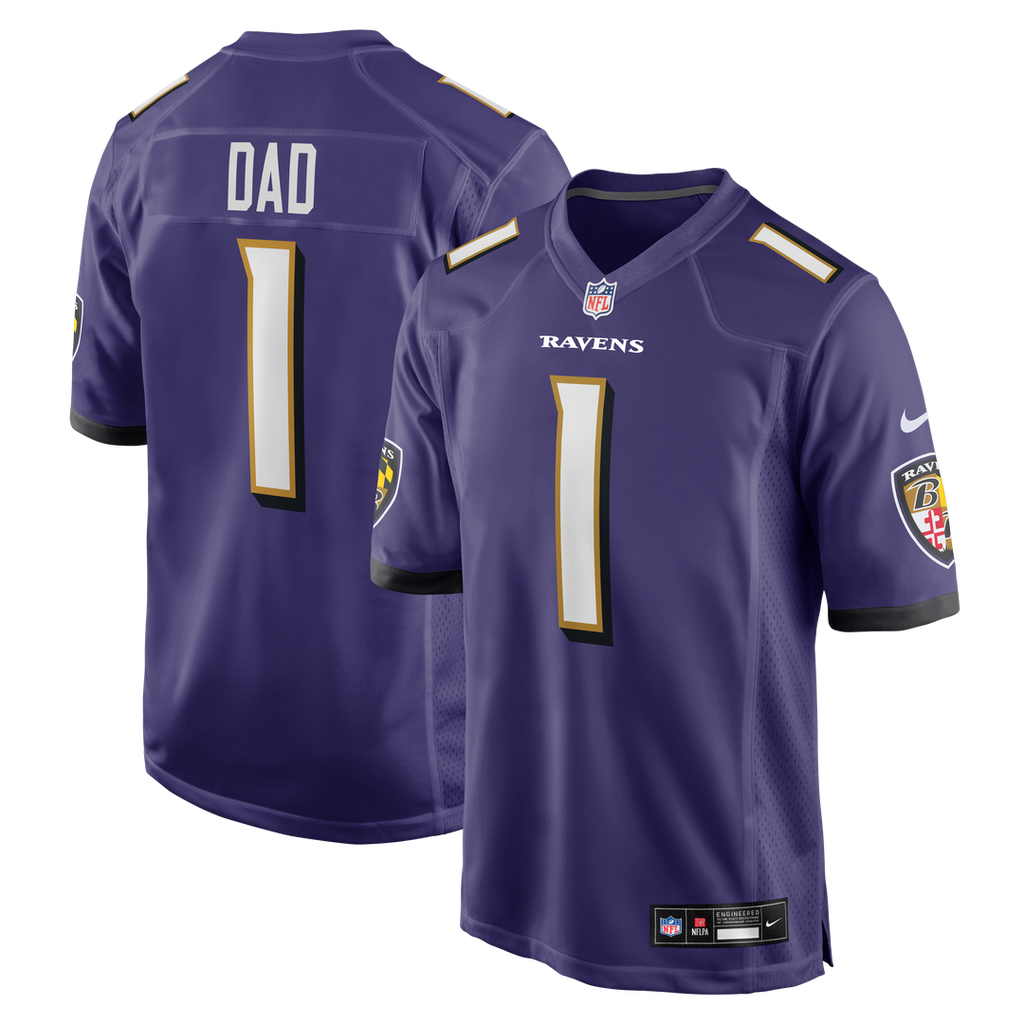 Baltimore Ravens Number 1 Dad Nike Game Jersey - Purple
