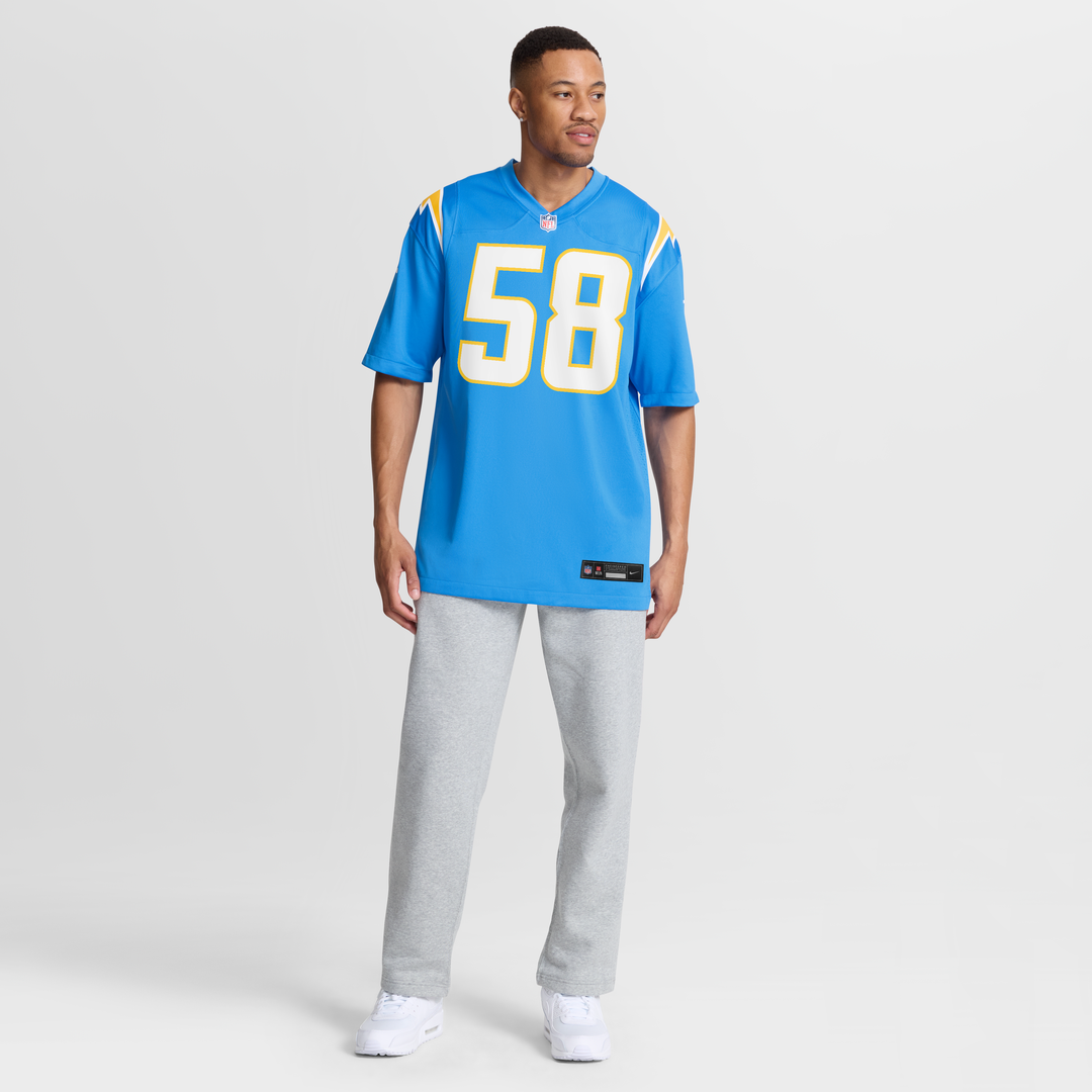 Los Angeles Chargers Tae Crowder Nike Team Game Jersey - Powder Blue