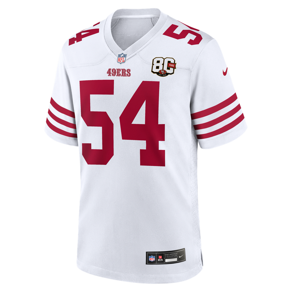San Francisco 49ers Fred Warner Nike 80th Anniversary Game Jersey - White