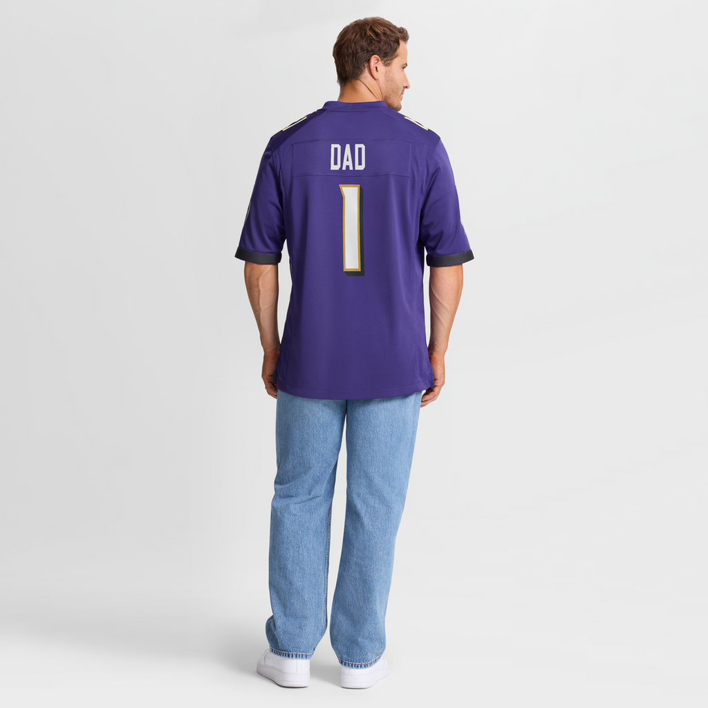 Baltimore Ravens Number 1 Dad Nike Game Jersey - Purple
