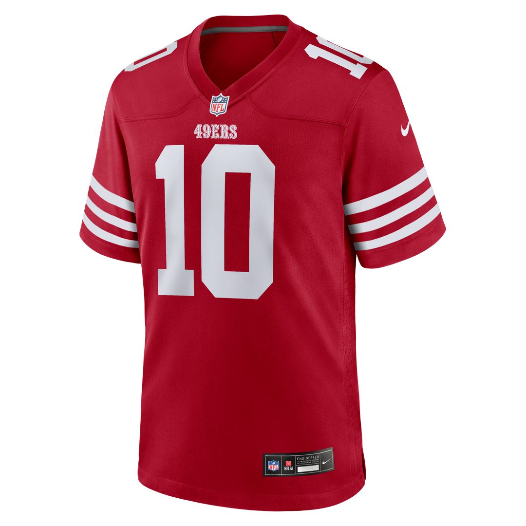 San Francisco 49ers Mac Jones Nike Team Game Jersey - Scarlet