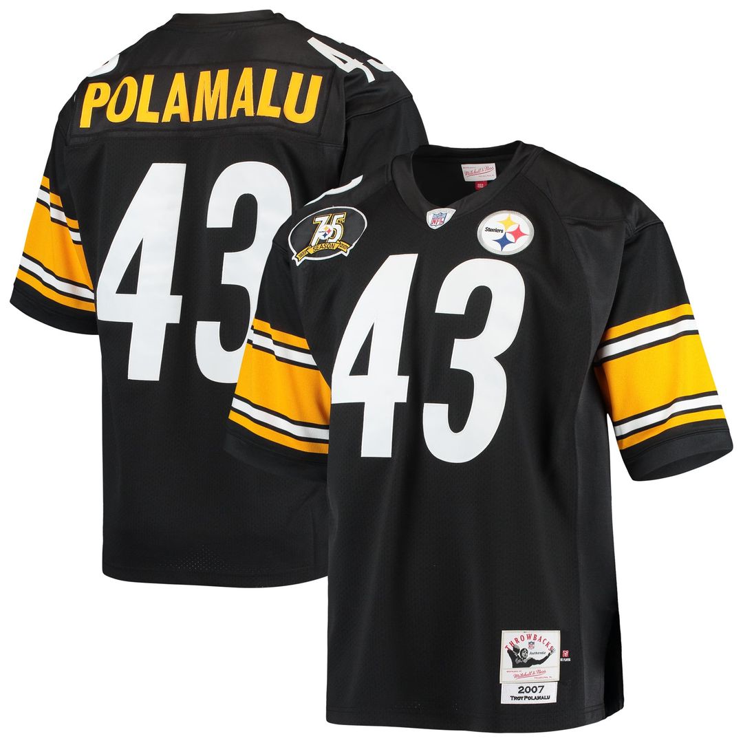 Pittsburgh Steelers 2007 Troy Polamalu Mitchell & Ness Authentic Throwback Retired Player Jersey - Black