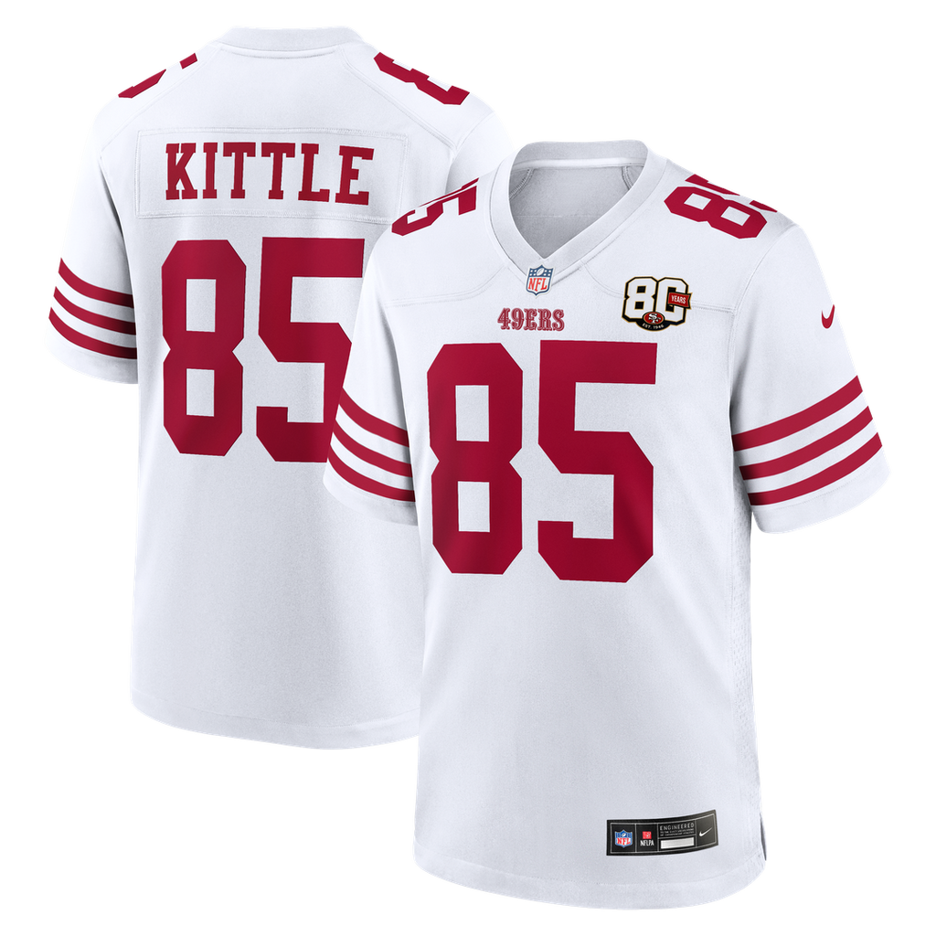 San Francisco 49ers George Kittle Nike 80th Anniversary Game Jersey - White