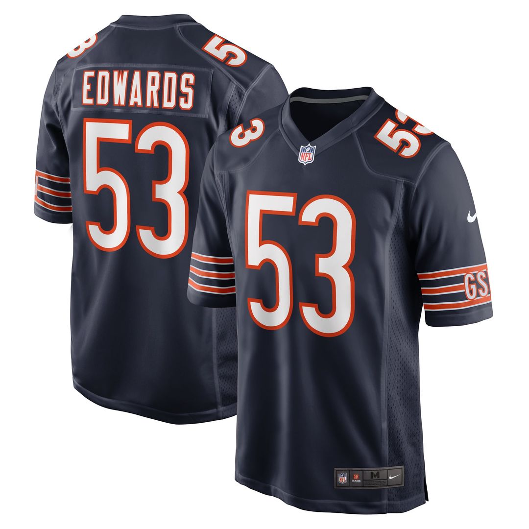 Chicago Bears TJ Edwards Nike Game Player Jersey - Navy