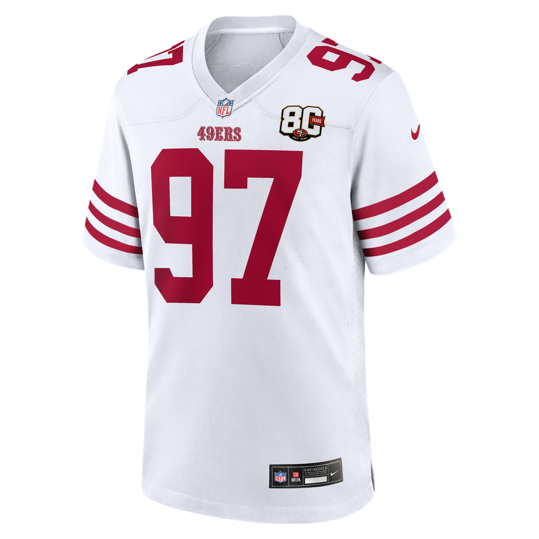 San Francisco 49ers Nick Bosa Nike 80th Anniversary Game Jersey - White