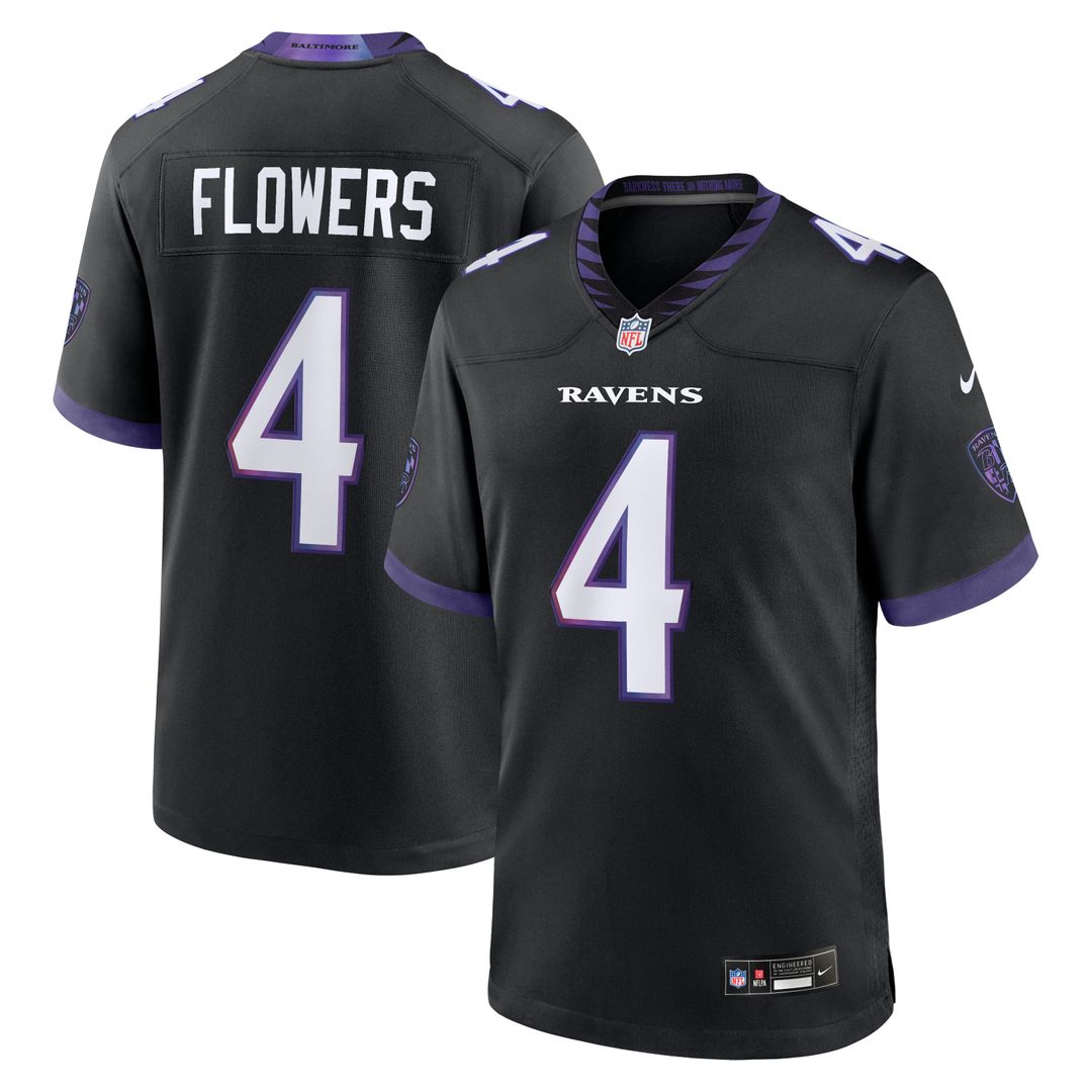 Baltimore Ravens Zay Flowers Nike Alternate Game Jersey - Black