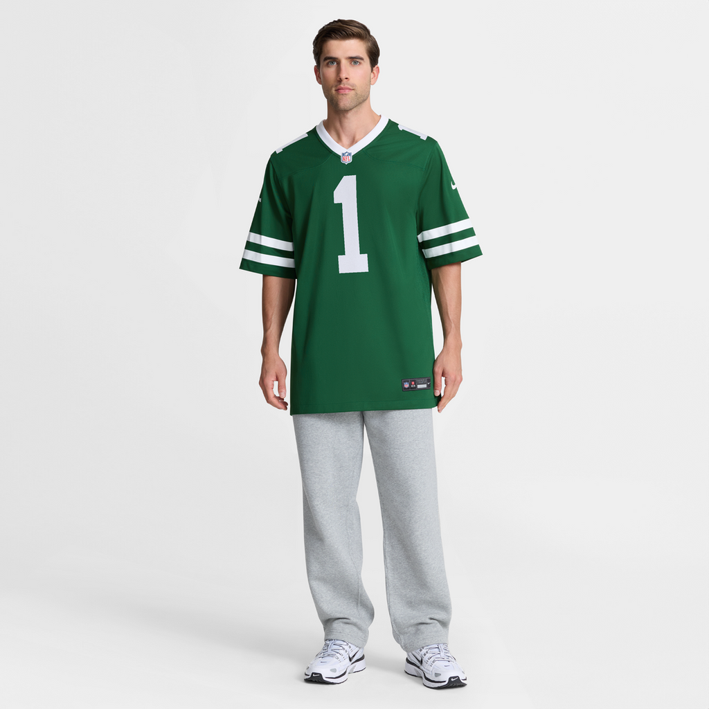 New York Jets Number 1 Groom Nike Game Jersey - Legacy Green