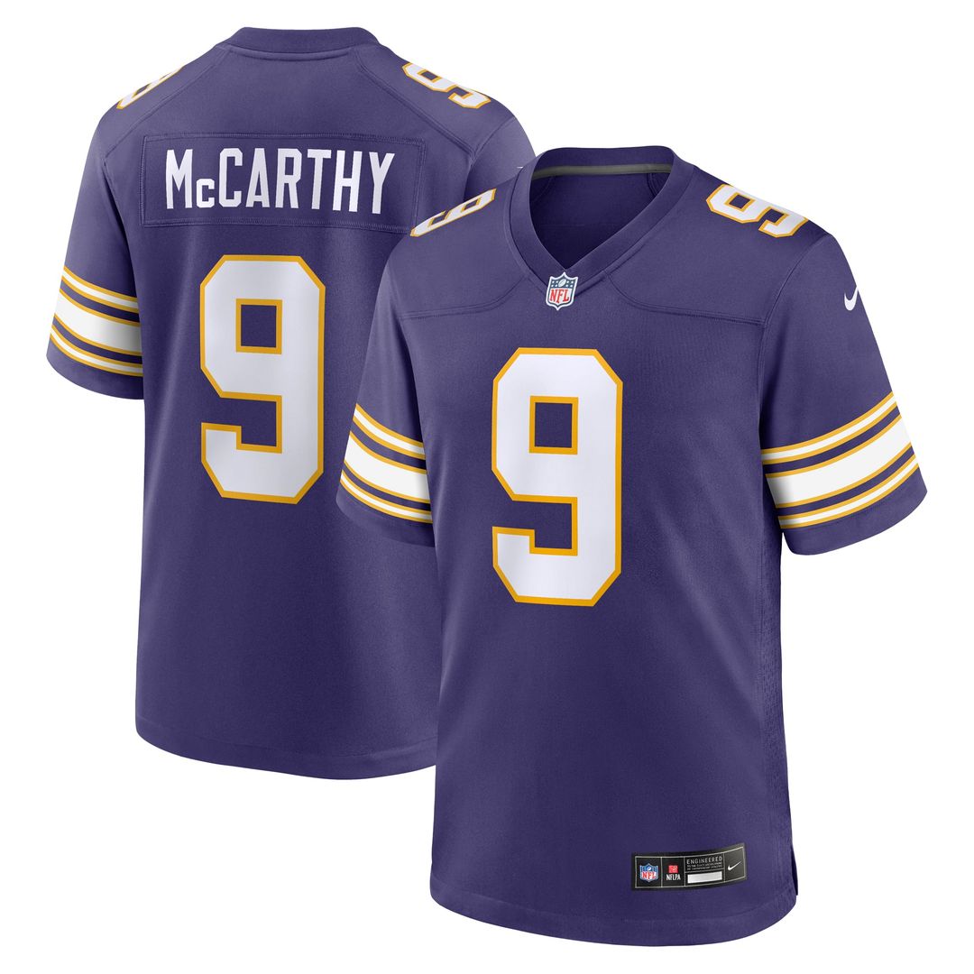 Minnesota Vikings J.J. McCarthy Nike 2nd Alternate Player Game Jersey - Purple