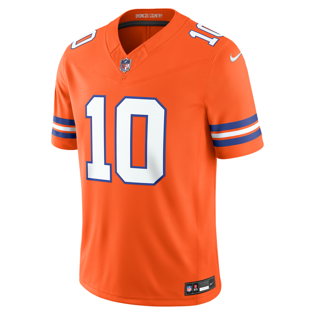 Denver Broncos Bo Nix Nike Alternate Mile High Collection 1977 Throwback Vapor F.U.S.E. Stitched Limited Jersey - Orange