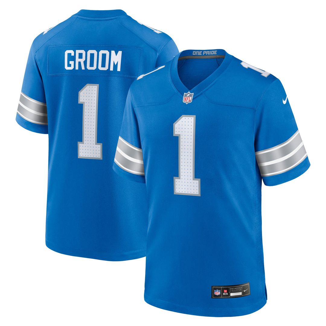 Detroit Lions Number 1 Groom Nike Game Jersey - Blue