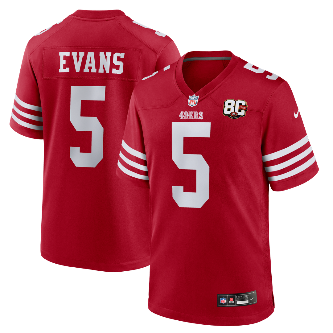 San Francisco 49ers Mike Evans Nike 80th Anniversary Game Jersey - Scarlet