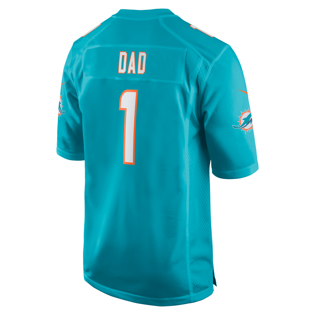 Miami Dolphins Number 1 Dad Nike Game Jersey - Aqua