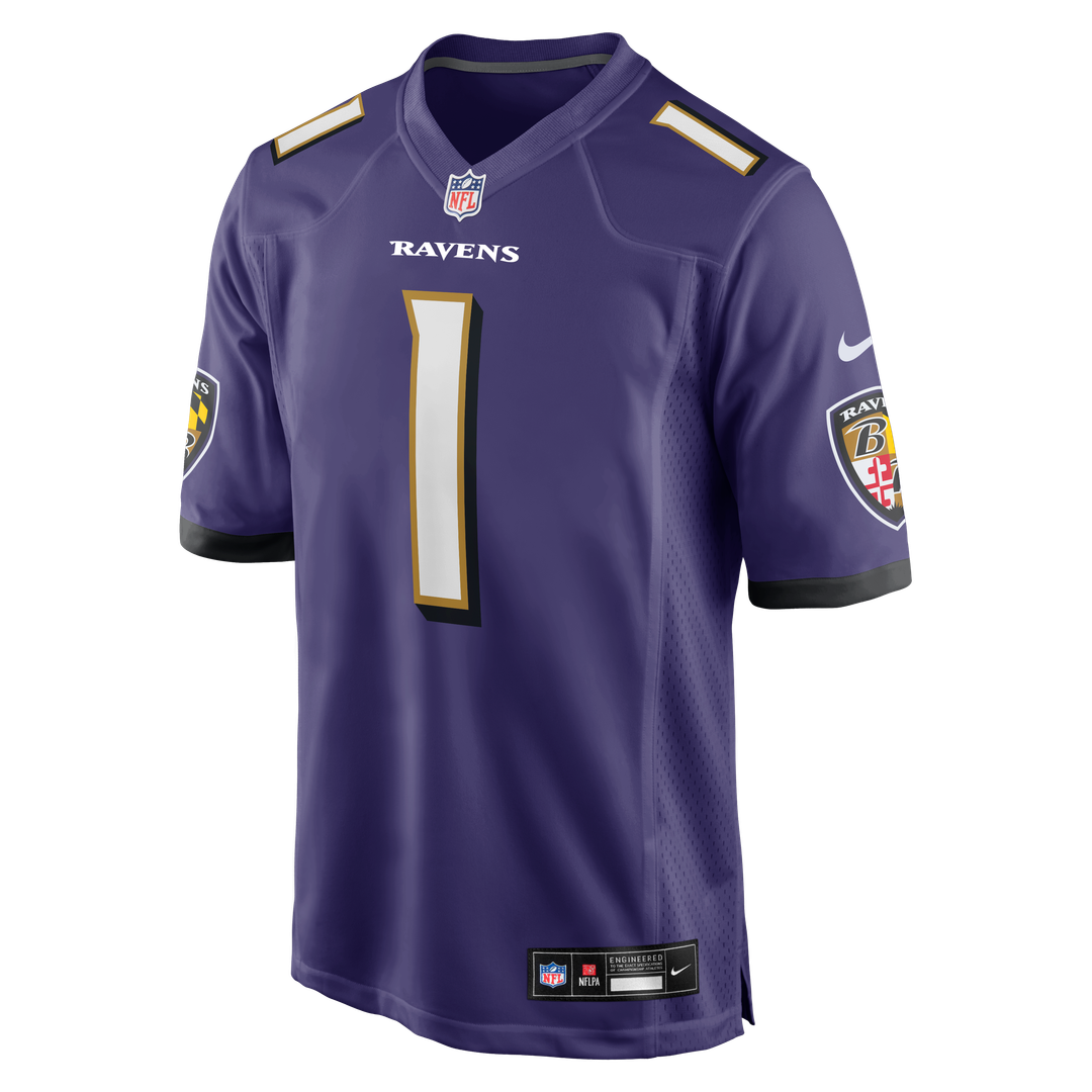 Baltimore Ravens Number 1 Dad Nike Game Jersey - Purple