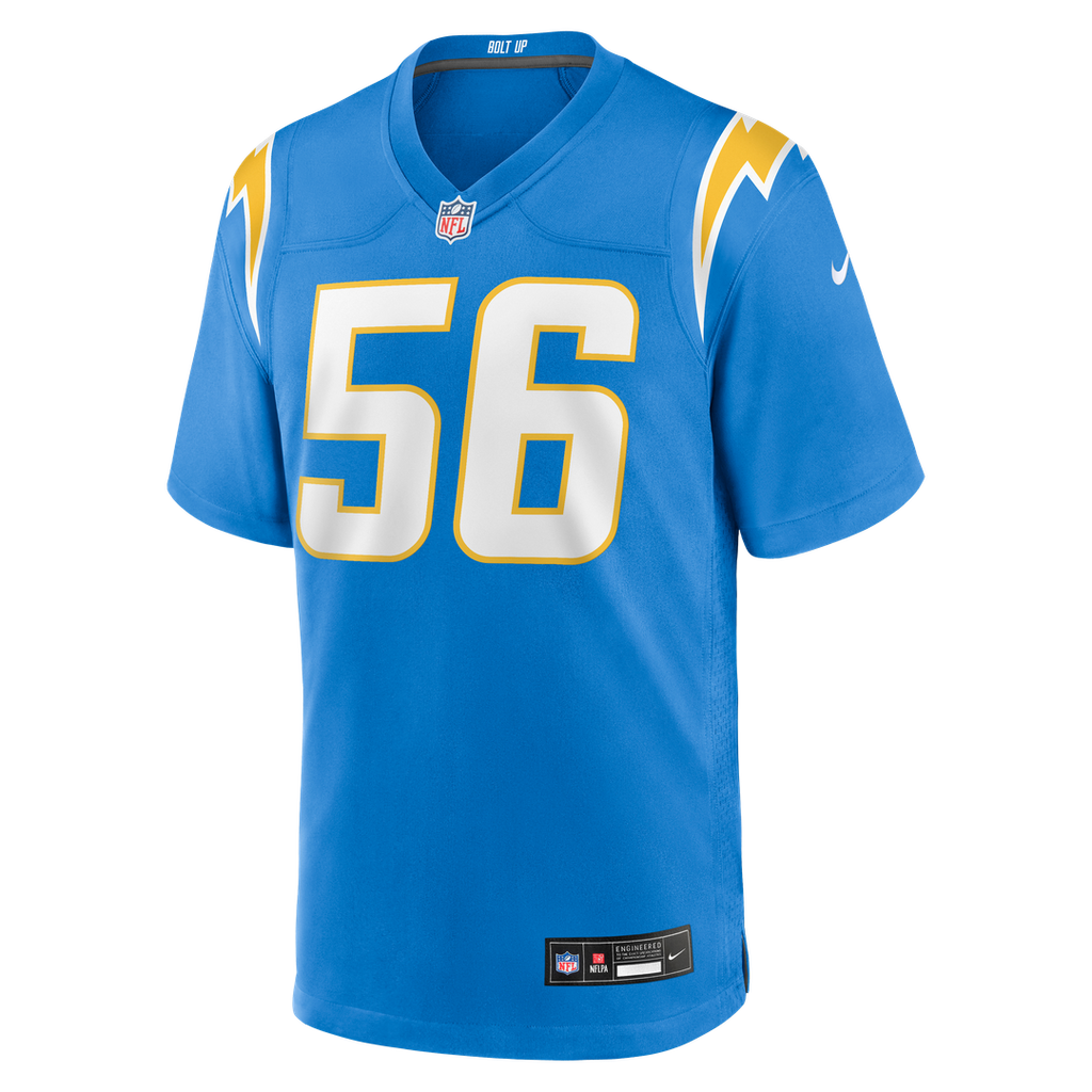 Los Angeles Chargers Kanai Mauga Nike Team Game Jersey - Powder Blue