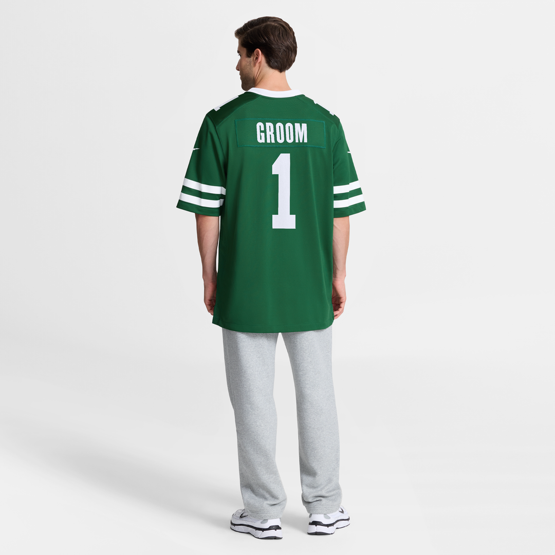 New York Jets Number 1 Groom Nike Game Jersey - Legacy Green