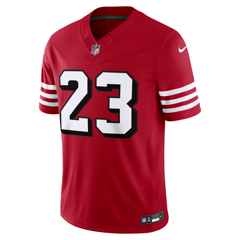 San Francisco 49ers Christian McCaffrey Nike Alternate Vapor F.U.S.E. Stitched Limited Jersey - Scarlet