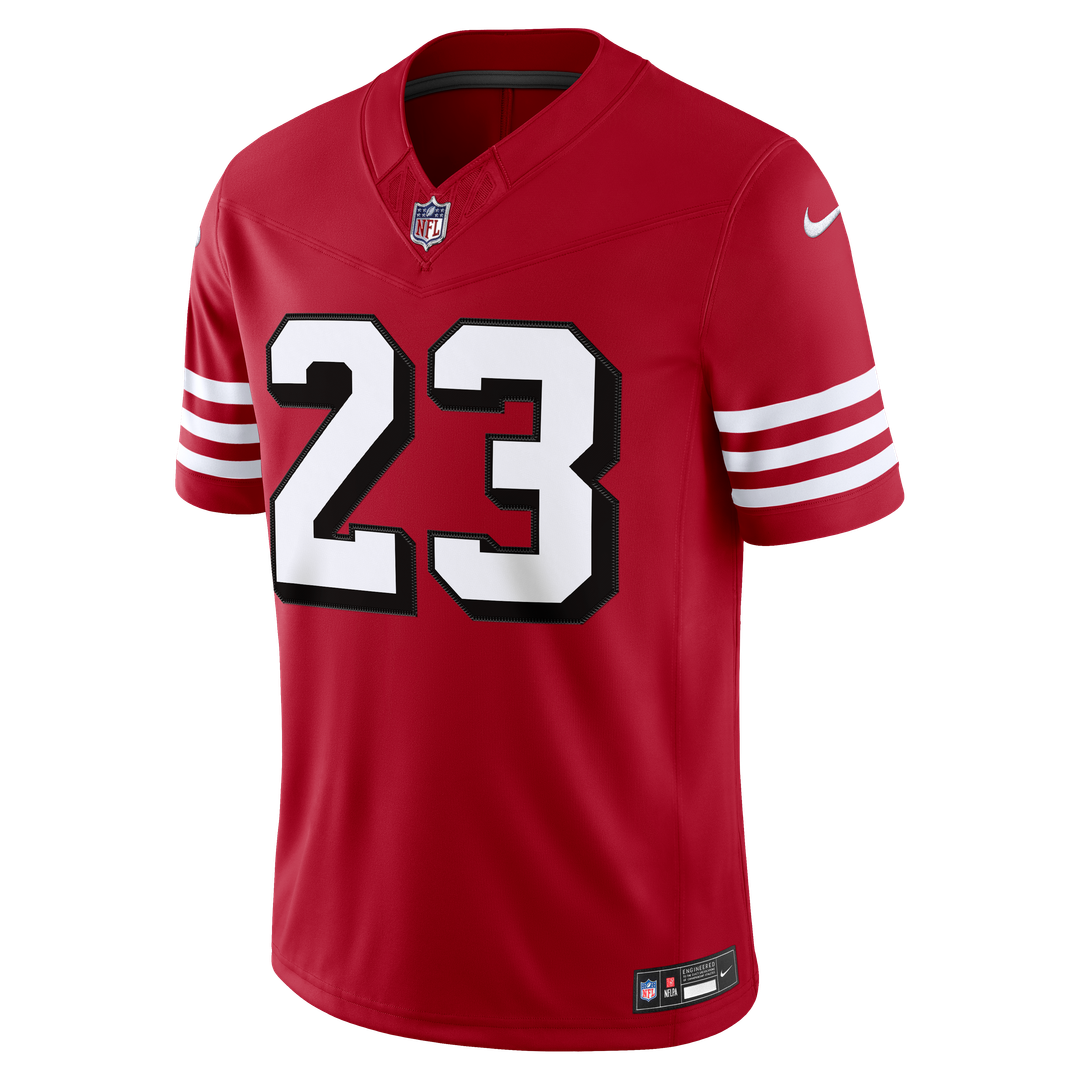 San Francisco 49ers Christian McCaffrey Nike Alternate Vapor F.U.S.E. Stitched Limited Jersey - Scarlet