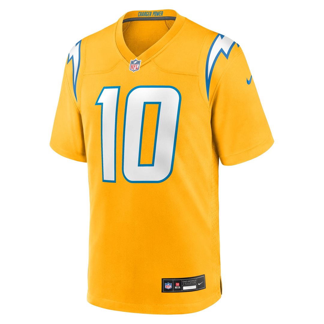 Los Angeles Chargers Justin Herbert Nike Alternate Charger Power Game Player Jersey - Gold