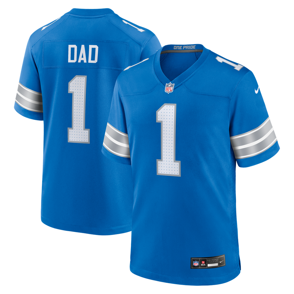 Detroit Lions Number 1 Dad Nike Game Jersey - Blue
