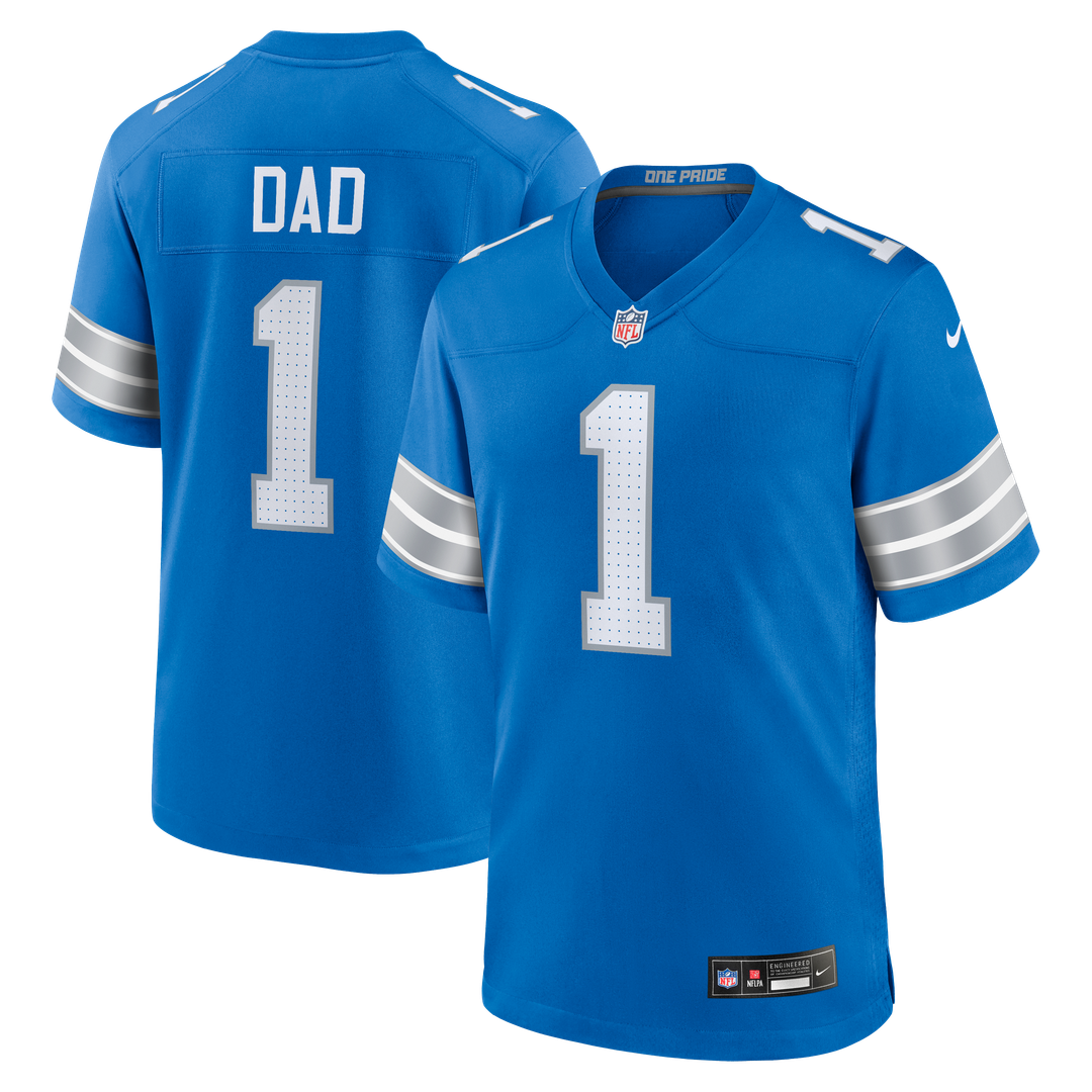 Detroit Lions Number 1 Dad Nike Game Jersey - Blue