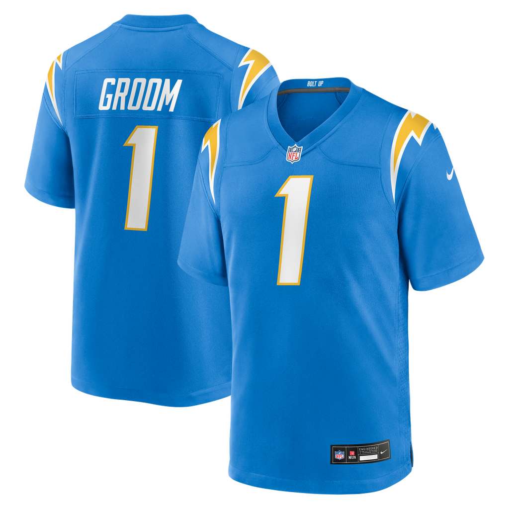 Los Angeles Chargers Number 1 Groom Nike Game Jersey - Powder Blue