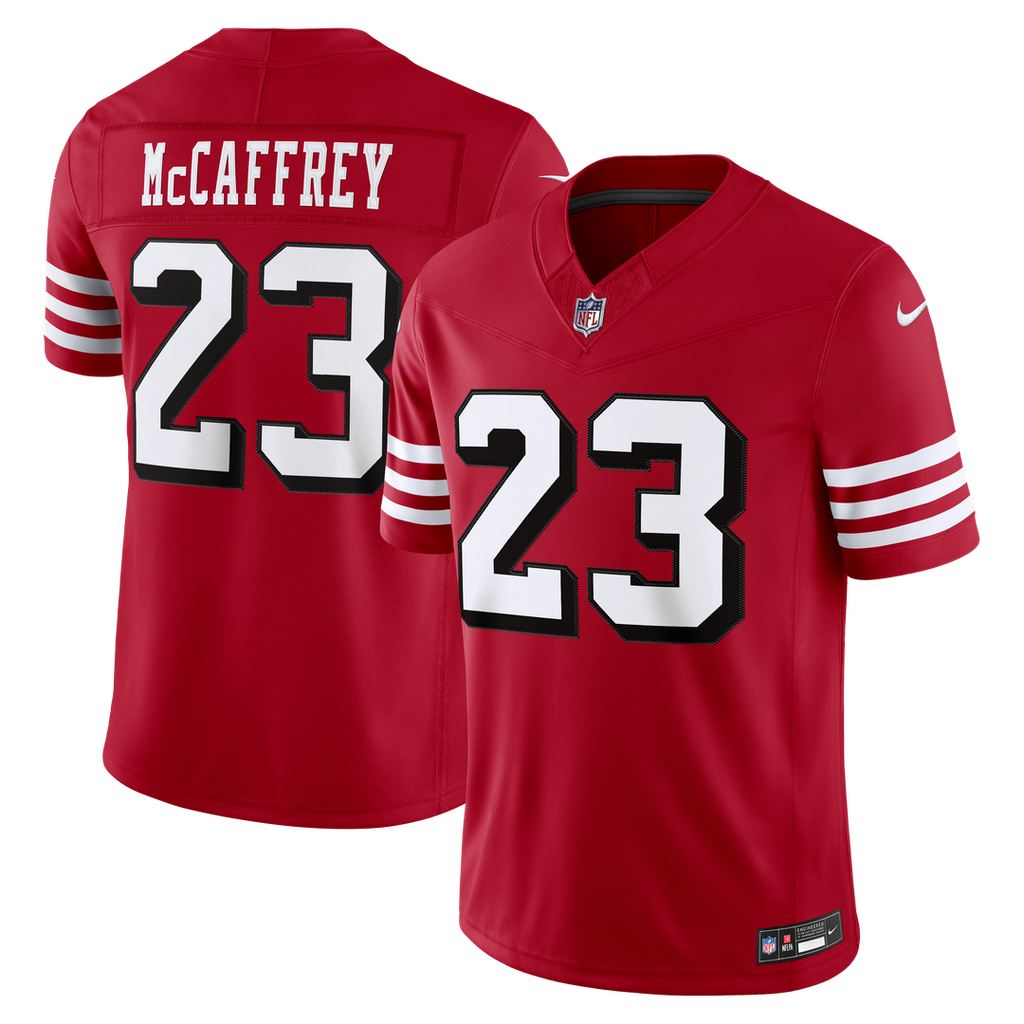 San Francisco 49ers Christian McCaffrey Nike Alternate Vapor F.U.S.E. Stitched Limited Jersey - Scarlet