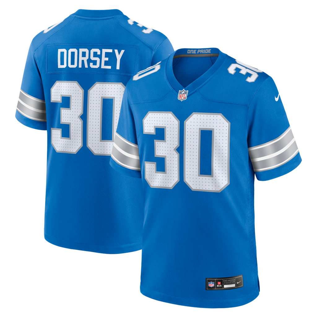 Detroit Lions Khalil Dorsey Nike Team Game Jersey - Blue