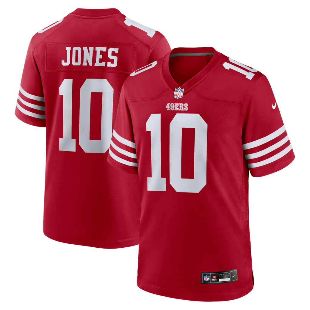 San Francisco 49ers Mac Jones Nike Team Game Jersey - Scarlet
