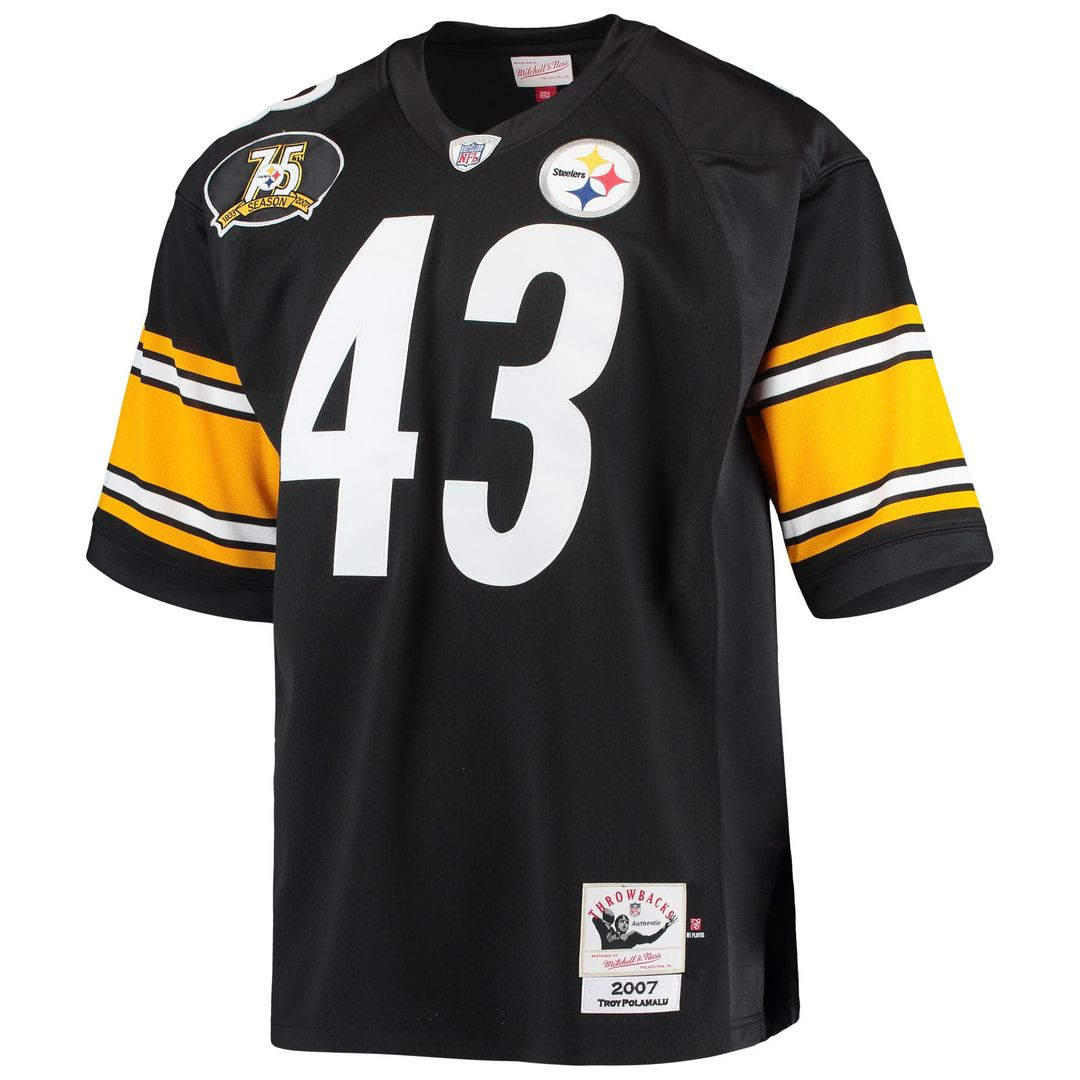 Pittsburgh Steelers 2007 Troy Polamalu Mitchell & Ness Authentic Throwback Retired Player Jersey - Black