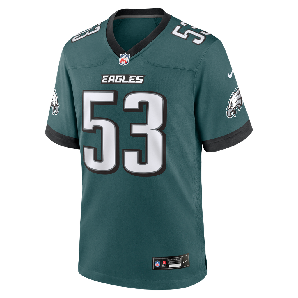 Philadelphia Eagles Zack Baun Nike Team Game Jersey - Midnight Green