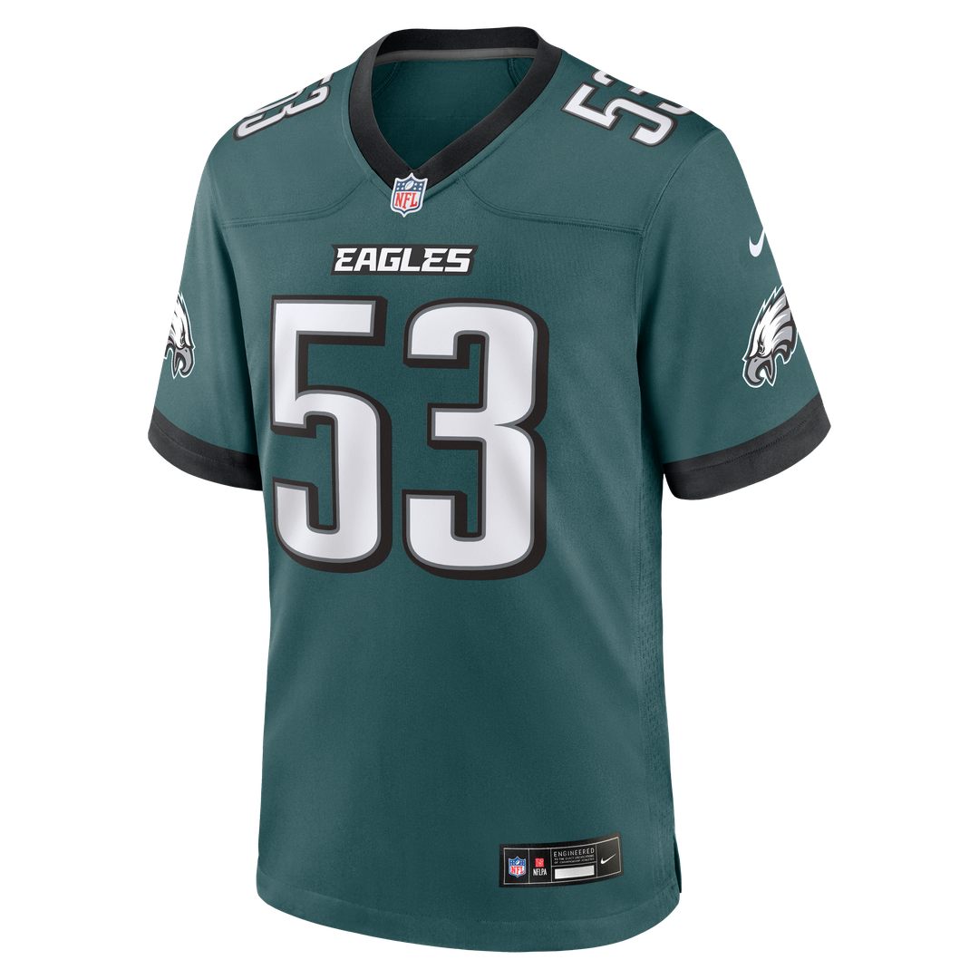 Philadelphia Eagles Zack Baun Nike Team Game Jersey - Midnight Green