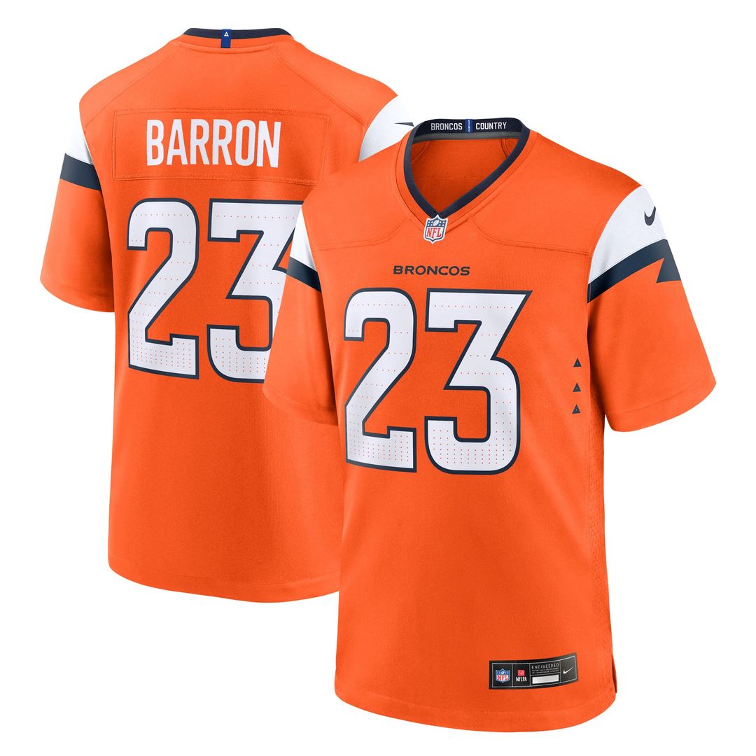 Denver Broncos Jahdae Barron Nike Team Game Jersey - Orange