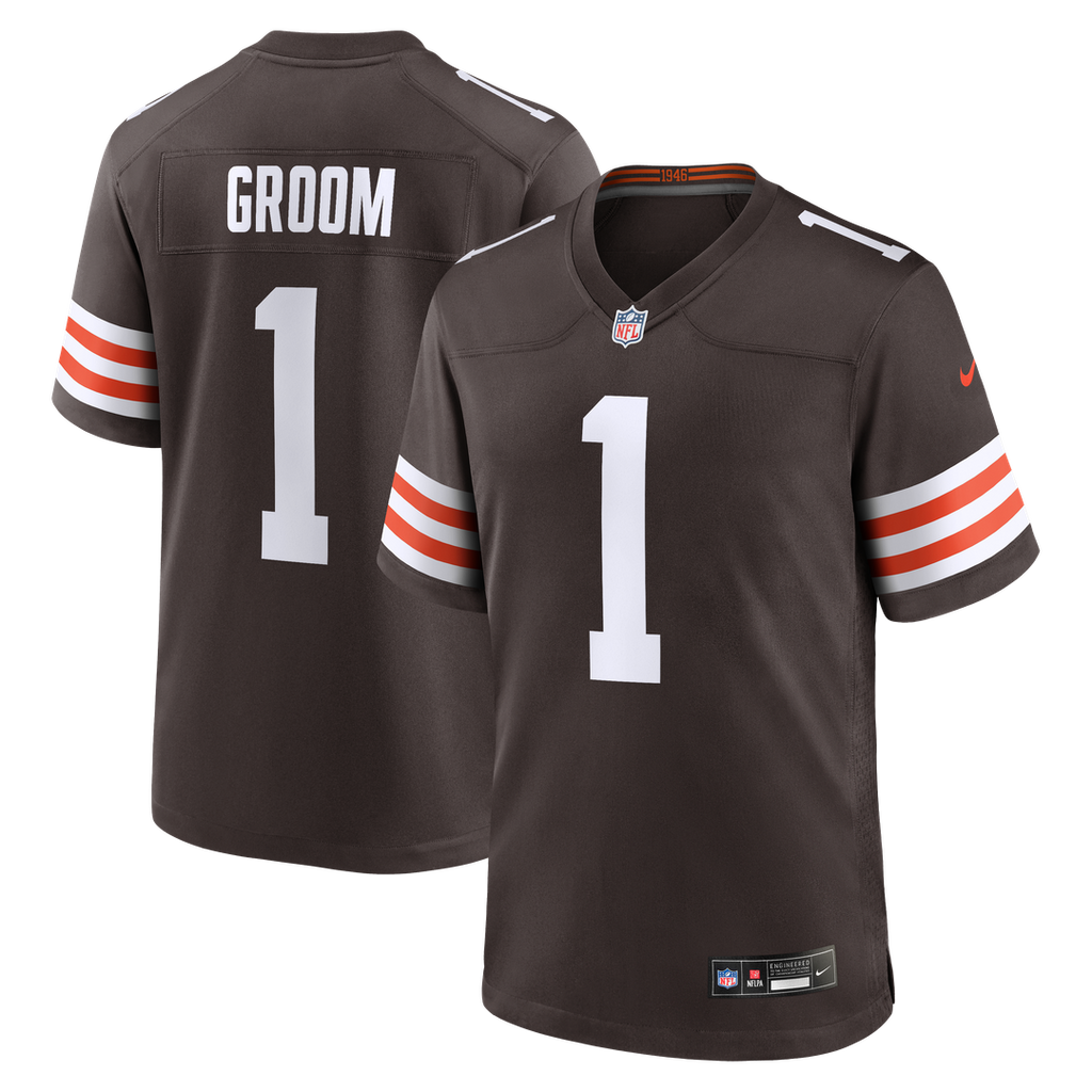 Cleveland Browns Number 1 Groom Nike Game Jersey - Brown