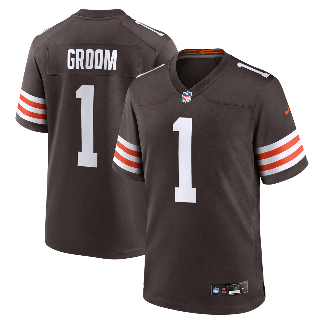 Cleveland Browns Number 1 Groom Nike Game Jersey - Brown