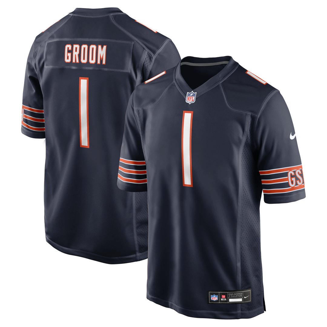 Chicago Bears Number 1 Groom Nike Game Jersey - Navy