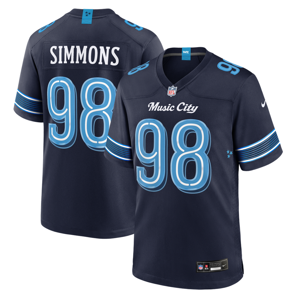 Tennessee Titans Jeffery Simmons Nike 2026 Rivalries Collection Game Jersey - Navy
